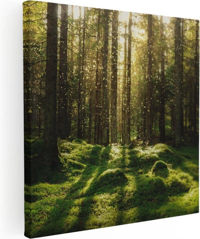 Artaza Canvas Schilderij Landschap - 30x30 cm - Klein - Wanddecoratie Bos - Muurdecoratie Bomen - Kamer Accessoires Natuur