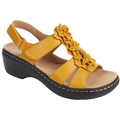 Damesschoenen Zomer Plus Size Ronde Neus Bloem 2 Sandalen Dames Sleehak Romeinse Sandalen Dames Leren Sandalen s6tg 41