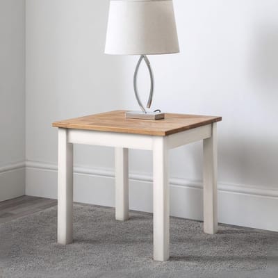 Bijzettafel - Ronde Tafel - Woonkamer Meubel - Massief Houten Frame - 50x50x48 cm - Wit Eiken