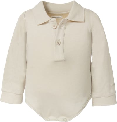 Bamboom Long Sleeve Polo Romper - 6 Mnd - Sand