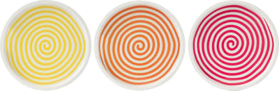 J-Line plateau Rond - hout - roze/oranje/geel - 3 stuks