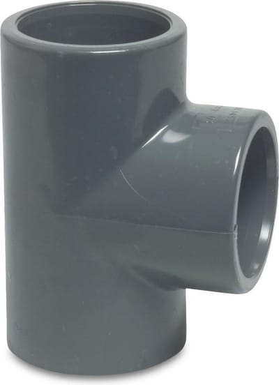 Mega T-stuk 90° PVC-U 40 mm lijmmof 16bar grijs KIWA
