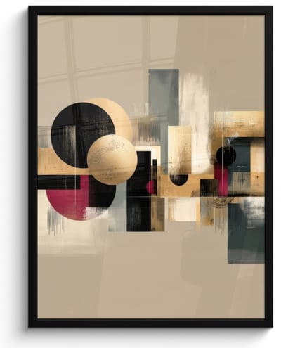Poster in lijst - Fotolijst 60x80 cm - Posters - Abstract - Vormen - Beige - Texturen - Posterlijst zwart - Decoratie - Wanddecoratie woonkamer - Muurdecoratie slaapkamer