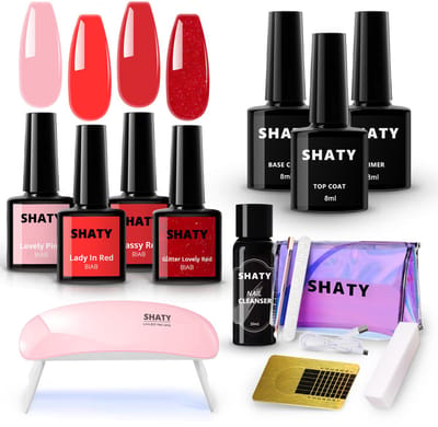 SHATY® BIAB Starter Pakket – Rode Builder Gel & Gelnagellak Set – Inclusief 36W UV/LED Nagellamp, Nail Cleanser, Builder in a Bottle & Instructievideo