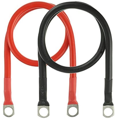 Batterijkabel 16 mm² 50 cm - 12 V Accu-inverterkabel met Ringklemmen - Rood en Zwart - Geschikt voor Auto's, Motorfietsen, Boten en Vrachtwagens (2 stuks)