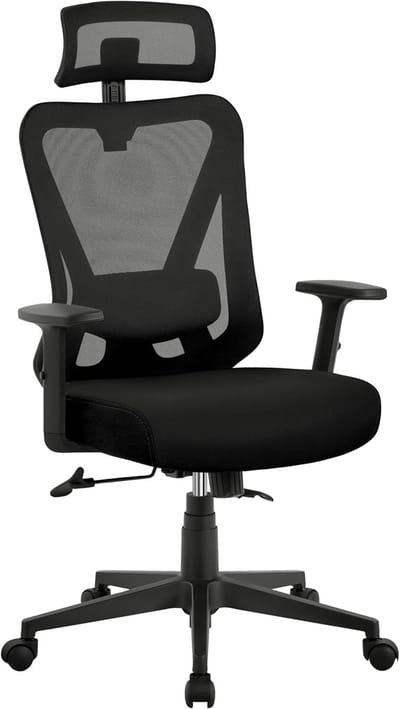 Ergonomische Bureaustoel - Verstelbare Hoofdsteun en Lendensteun - Comfortabele Mesh Gaming en Kantoorstoel - Draaistoel met Armleuningen en Kantelfunctie - Ergonomische Office Chair voor Thuiswerk en Kantoor