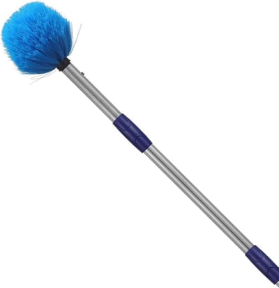 Spinnenweb Duster - Stofverwijderaar Plafond - Hoge Plekken Schoonmaken - Verstelbare Telescoopsteel - Tot 2.4 Meter - Blauw