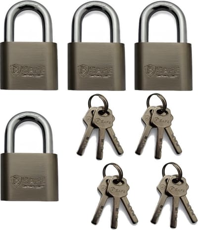 Hangsloten - 4x - korte beugel - 5 x 7,5 cm - staal - gelijk gecodeerd - veiligheidsslot - kofferslot / lockerslot