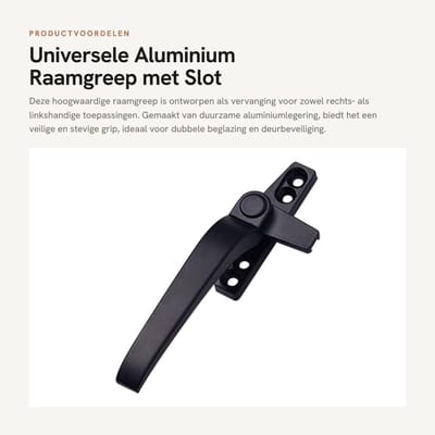 Dailygoods- Raamgreep Universele Vervanging - Aluminium Legering - Dubbele Beglazing - Deurbeveiliging - Linkshandig - Veiligheidsgreep - Raamdeurklink