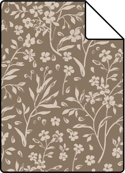 Proefstaal ESTAhome behang bloemetjes taupe - 26.5 x 21 cm - 139882-S