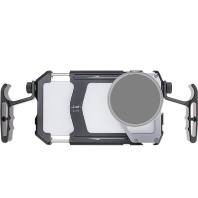 Universele Smartphone Video Rig Kit met Dubbele Handgrepen Metalen Telefoonkooi Handheld Telefoon Video grijs