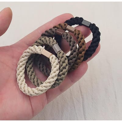 Élastiques à Cheveux Épais Tressés Boucles Élastiques pour Cheveux Attache-Queue de Cheval Antidérapant Pour Femmes et Usage Quotidien 5PCS black