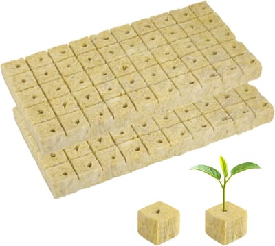 2 platen steenwol stekblokken (100 stuks totaal, 25x25x25 mm per kubus), voedingsblokken voor hydrocultuur, kiemen en stekken van groenten, kruiden en planten