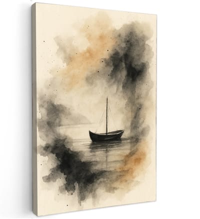 Canvas schilderij - Solitude Afloat - 90x60 cm - Abstracte kunst - Huis decoratie woonkamer - Keuken muur schilderijen - Wanddecoratie accessoires - Kamer interieur