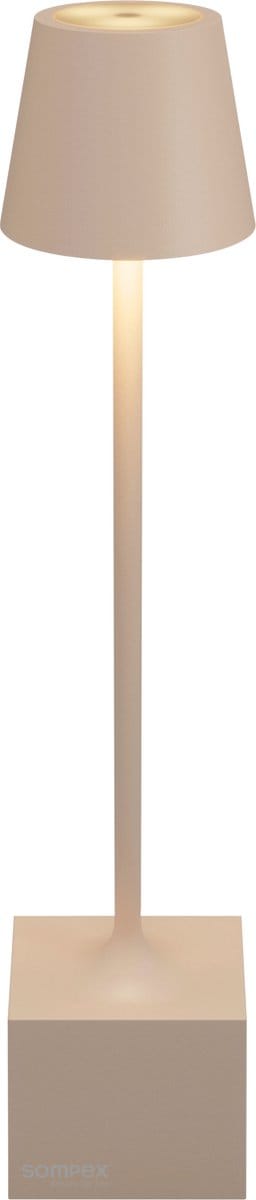 Sompex | Tafellamp Dave | Zand | Accu | Dimbaar / 29,5cm hoog / tafellamp / ideaal zonder snoer / oplaadbaar met bijgeleverde kabel / kan zonder snoer overal neergezet worden