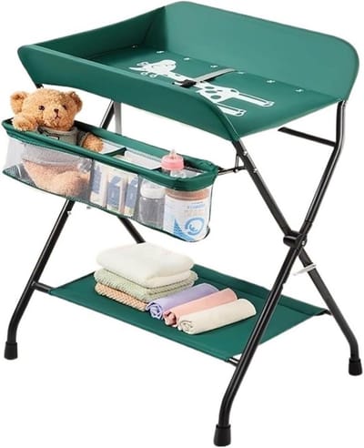 Draagbare Verschoontafel - Baby Luiertafel - Babyverzorging Thuis - Opvouwbaar Design - Compact Opbergbaar - Groen