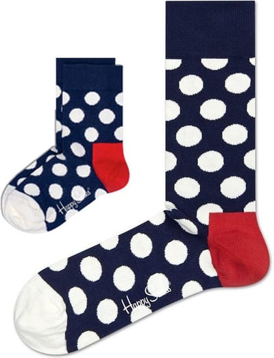 Eenmannenkado Zo Vader Zo Zoon/Dochter sokken Big Dots Blue | 41 - 46 / 2 - 3 jaar