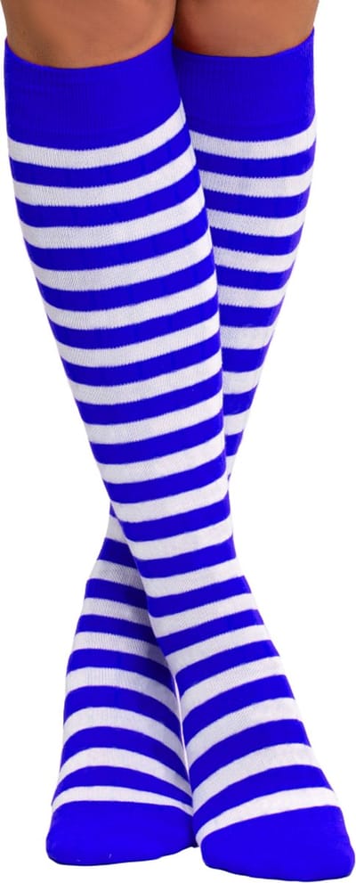Partychimp Kniekousen Dames Carnaval Carnavalskleding Dames Carnaval Accessoires Verkleedkleren Volwassenen - Kobalt Blauw/Wit- Katoen/Polyamide/Elastaan - One-Size