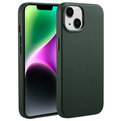 Accezz Hoesje - Geschikt voor iPhone 14 - geschikt voor MagSafe Leather Backcover - Cedar Green
