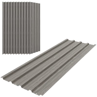 Outsunny set van 12 panelen van gegalvaniseerd weerbestendig staal, lichtgrijs drinkeffect, Sun. Een bord van 129L x 45l cm GRIJS