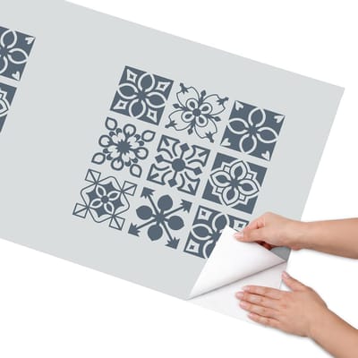 Coloray Meubel Wrap Folie - Grijs Meubelfolie - 65x130 cm - Decoratiefolie Zelfklevend Tegelsets - Meubelfolie Zelfklevend - Geometrische Meubelfolie - Wrapfolie Keuken - Wanddecoratie - Geometrische