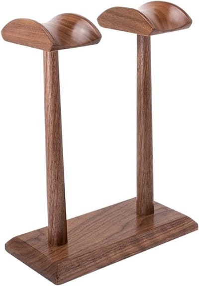 Hoofdtelefoonhouder Headsethouder Dubbele Koptelefoonstandaard Natuurlijke Massief Houten Koptelefoonhouder Eenvoudig En Genereus Hoofdtelefoonstandaard (Color : Walnut, Size : 8.6 * 4.3 * 11in)