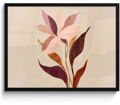 Poster in lijst - Fotolijst 70x50 cm - Posters - Bloemen - Blaadjes - Minimalistisch - Roze - Posterlijst zwart - Decoratie - Wanddecoratie woonkamer - Muurdecoratie slaapkamer