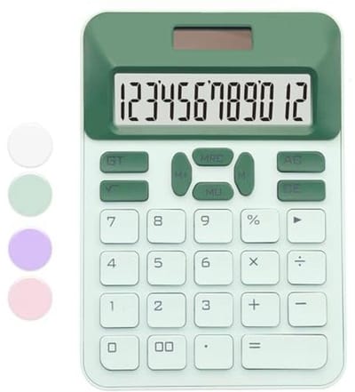 Eenvoudige Kantoorcalculator met 12-Cijferig LCD-Scherm - Groene Rekenmachine voor Thuis, School en Kantoor