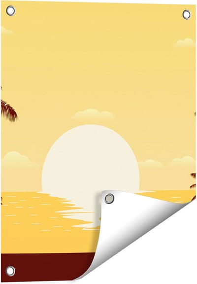 Gards Tuinposter Zonsondergang met Palmbomen - Abstract - 40x50 cm - Tuindoek - Tuindecoratie - Wanddecoratie buiten - Tuinschilderij