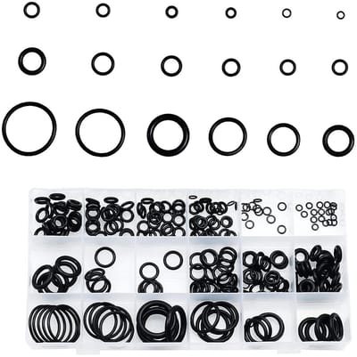 225-delige O-ring rubber set met 18 maten voor afdichting, hydraulische en sanitaire toepassingen, snel en eenvoudig te repareren