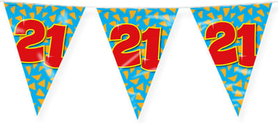 Paperdreams Slinger - Verjaardag 21 jaar thema Vlaggetjes - feestversiering - 10m - dubbelzijdig