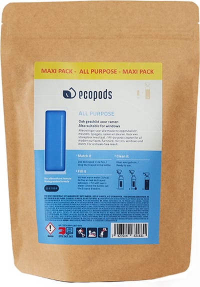 Ecopods Allesreiniger Maxi Pack 25 Capsules - Krachtige Zero-Waste Alles reiniger - Oplosbare pods - Schoonmaakmiddel