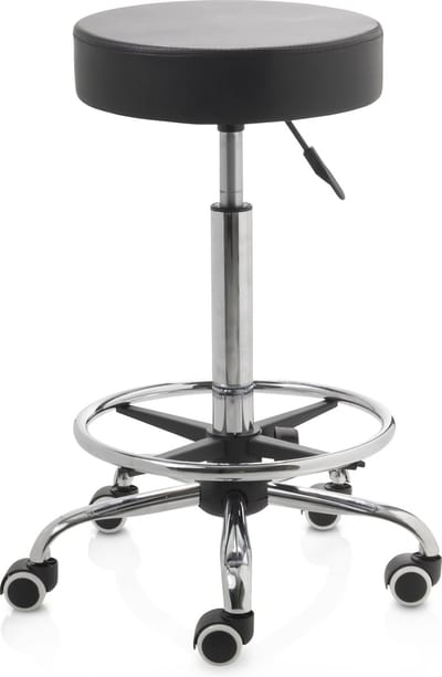 ZenGrowth ergonomische tabouret met hoge gasveer zwart - Kapperskruk op zachte wielen – Met voetring – Tabouret - In hoogte verstelbaar