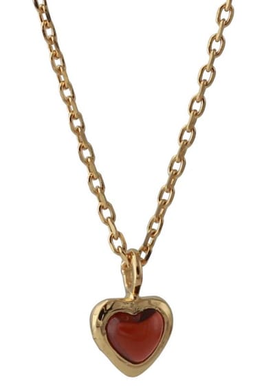 Zilveren Halsketting Granaat Edelsteen|18K Gold Plated|Hartvormige Hanger|Verstelbaar 40+5 cm|Jonline