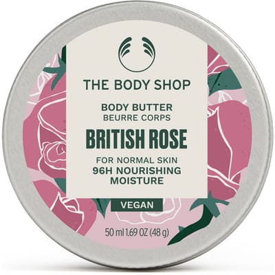British Rose Body Butter 50 ml – Body Butter, 96-Hour Hydration, For Normal Skin, Floral, Pink, Rose Extract, Suitable For Daily Hydration