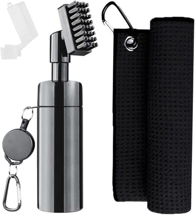 Draagbare Golfclub Reinigingsset met Microvezeldoeken en Water Sprayfles, Inclusief Borstel en Touw, Ideaal voor Onderhoud van Golfclubs en Accessoires voor Golfliefhebbers