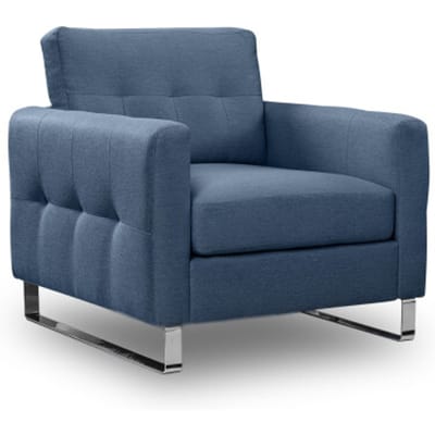 Furnilux Hera 1.5 zitsbank donkerblauw moderne slede sofa met chroom poten