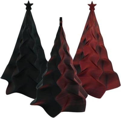 Organische kerstboom – Decoratief object - Zwart / Rood - 3d geprinte object – Winter woondecoratie – 15CM
