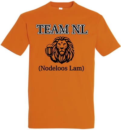 Oranje T-shirt Team NL (Team Nodeloos Lam) - Maat S - koningsdag - festival - voetbal