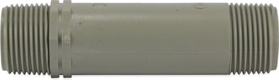 Pijpnippel PVC 1/2" buitendraad 10bar grijs 150 mm
