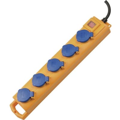Super-Solid SL 554 DE IP54 Tafelcontactdozenblok 5-voudig geel/blauw 2m H07RN-F3G1,5 met schakelaar