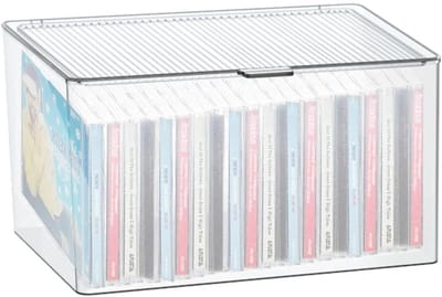 Cd Opbergdoos - Hoesjes Organizer - Media Opslag - Stapelbaar Ontwerp - 27 x 155 x 15 cm - Transparant