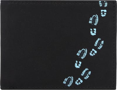 oxmox portemonnee New Cryptan RFID Protect Pocketbörse Footsteps Print Cyan Black zwart