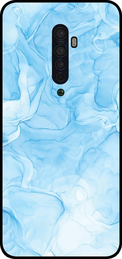 Smartphonica Telefoonhoesje Geschikt voor Oppo Reno2 met marmer opdruk - TPU backcover case marble design - Lichtblauw geschikt voor Oppo Reno2