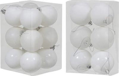 Kerstversiering/kerstboom set mat/glans mix kerstballen in kleur wit 6 en 8 cm diameter - 36x stuks kerstballen