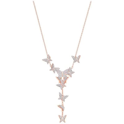 Swarovski Lilia Y-vormige Vlinder Hanger Ketting Dames ketting Roségoud 5480512 Box (Random Color),F,Rose Gold white