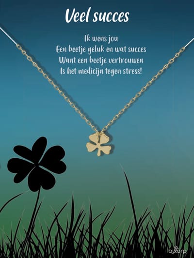 Bixorp Luck Cadeau Ketting met Klavertje Vier - 18k Verguld Goud Roestvrij Staal - Afscheidscadeau