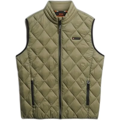 Superdry Fuji Lite Bodywarmer met Ruitvormige Wattering Groen Grootte: S