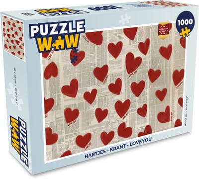 Puzzel Hartjes - Krant - Loveyou - Legpuzzel - Puzzel 1000 stukjes volwassenen
