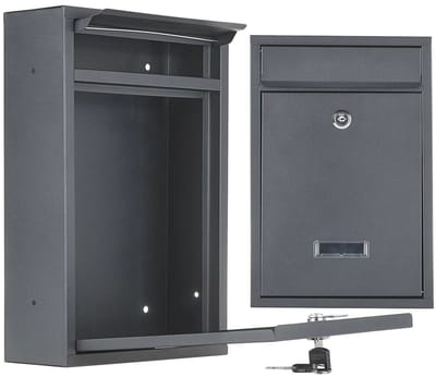 GEKO Stijlvolle zwarte brievenbus - roestbestendig staal - 320x240x80mm